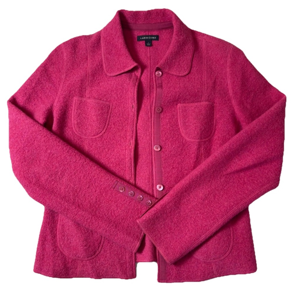 Women’s Lands’ End Pink 100% Wool Jacket-Size 8